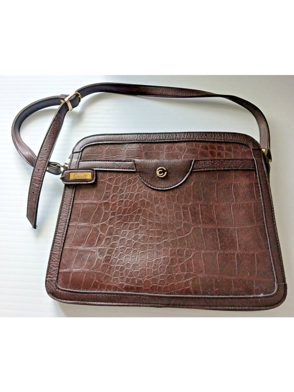 Vintage April Cornell Brown Messenger Crossbody Handbag Purse